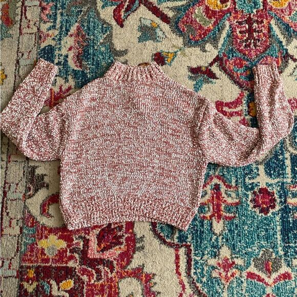 Boutique Knit Mock Neck Sweater in Terracotta and White - Picture 2 of 5